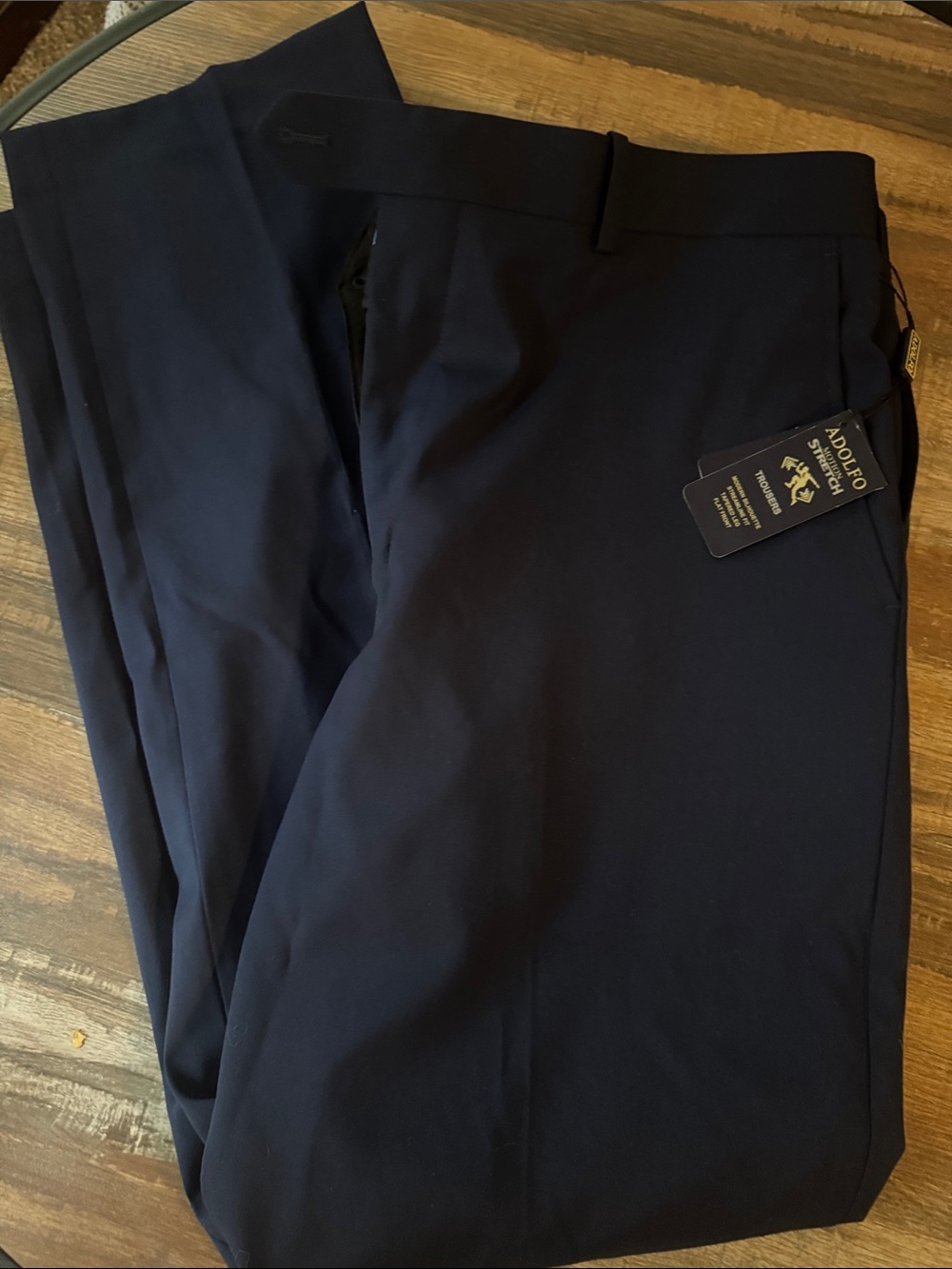 Adolfo Men’s Navy Dress Pants - Modern Flat Front